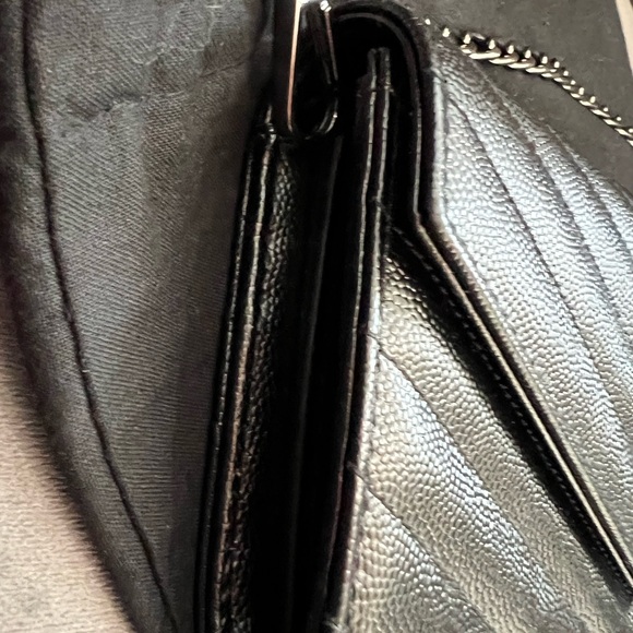 Authentic YSL Cassandre all black envelope flap wallet on chain - Picture 4 of 11